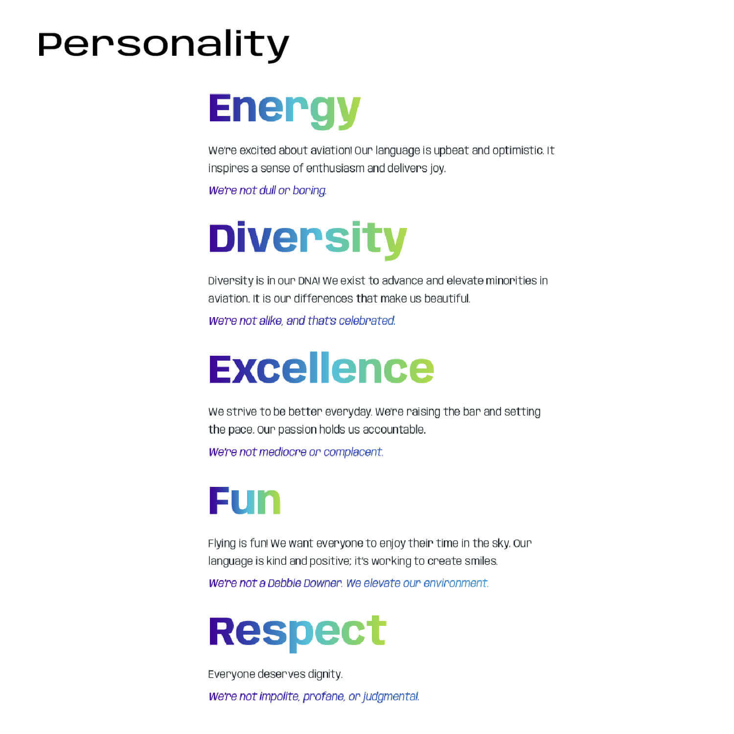 Diversifly brand personality